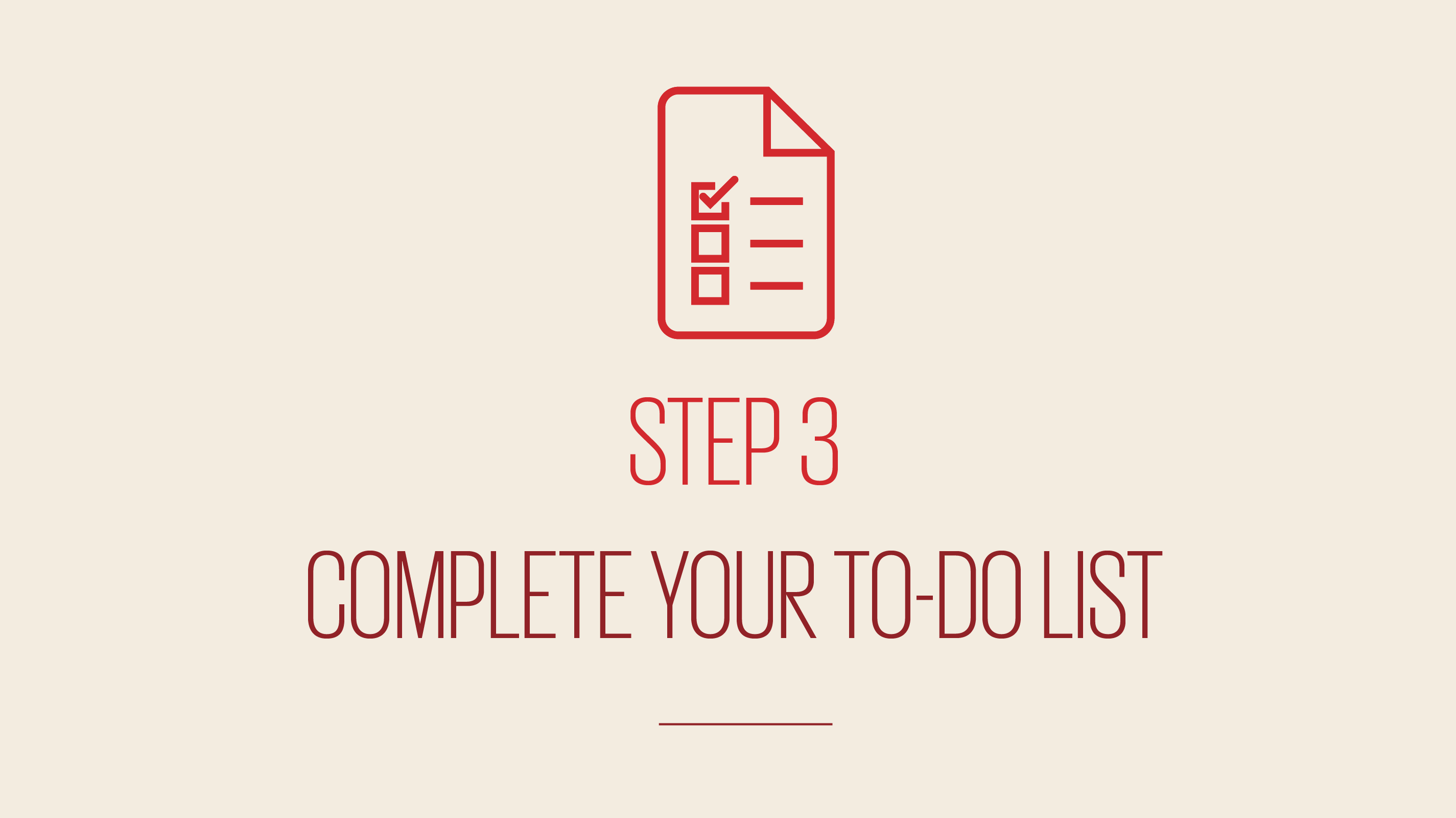 An image showing text reading  step3 complete your to-do list