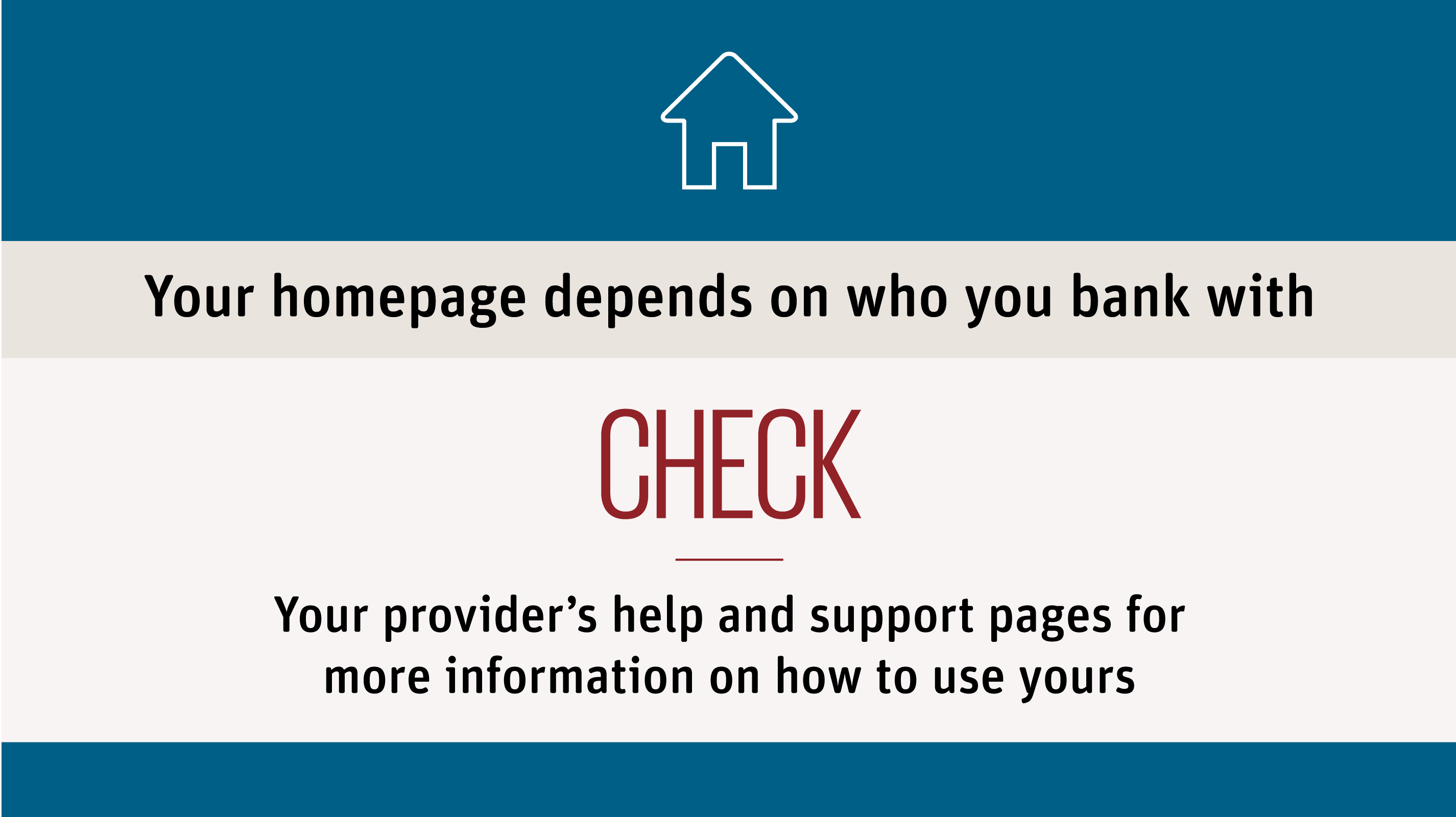 An image showing text reading check your providers help and support pages for more information