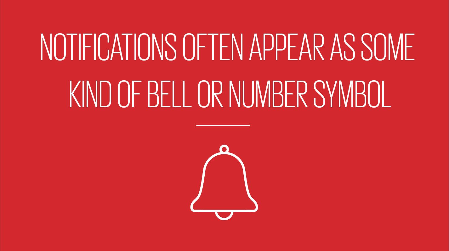 An image showing text reading notifications often apprear as some kind of bell or number symbol